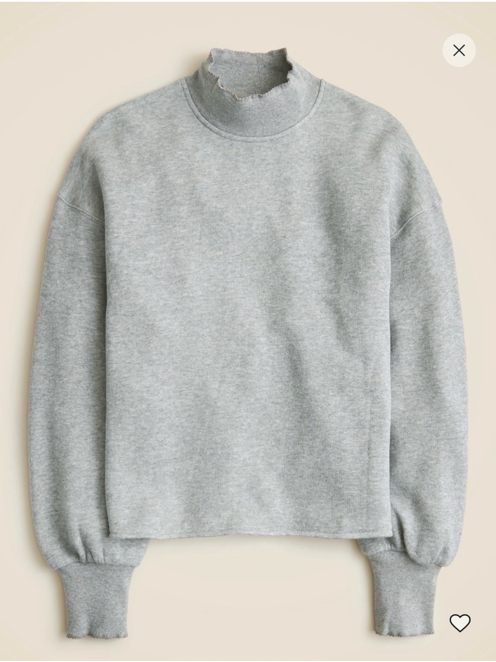 J. Crew Heritage Terry Gray Mock Neck Sweatshirt